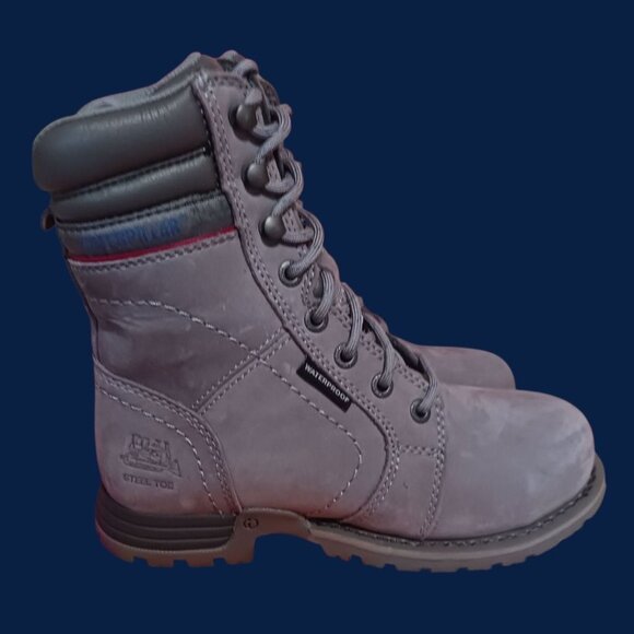 Caterpillar Womens Echo Steel Toe Work Boots Leather Upper Gray Sz 5,5 - Picture 9 of 16